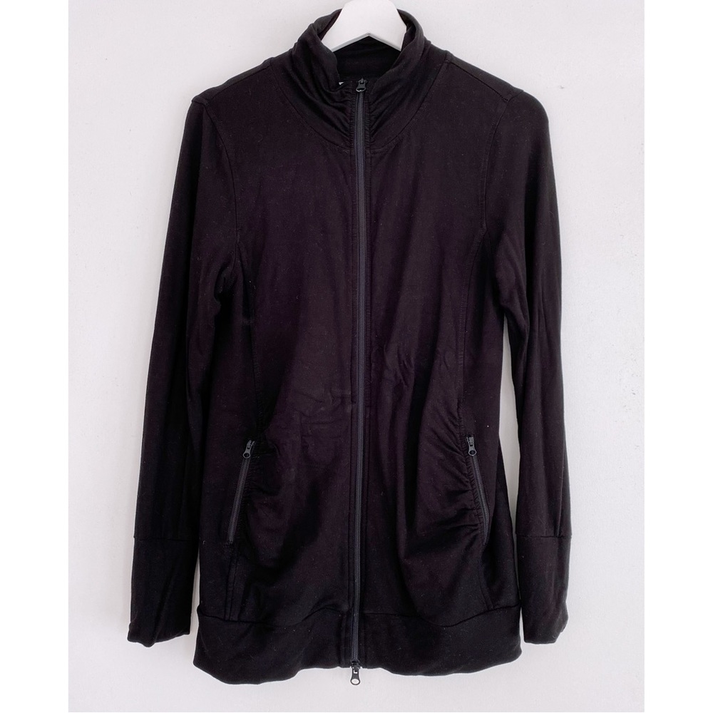 THYME MATERNITY S Black Zip Up Track Jacket